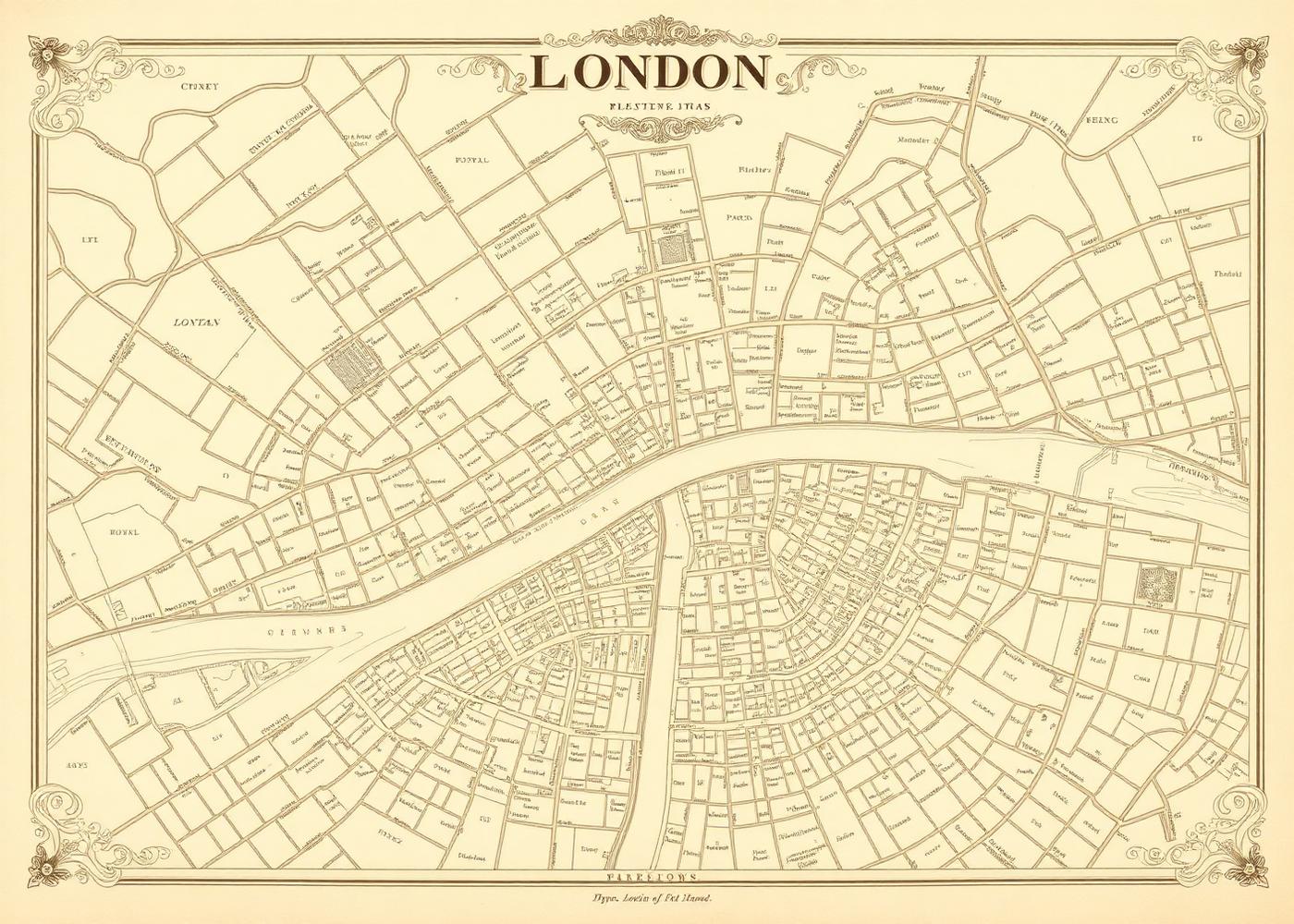 Vintage map of London showing the areas where Vernet & Co holds therapy sessions